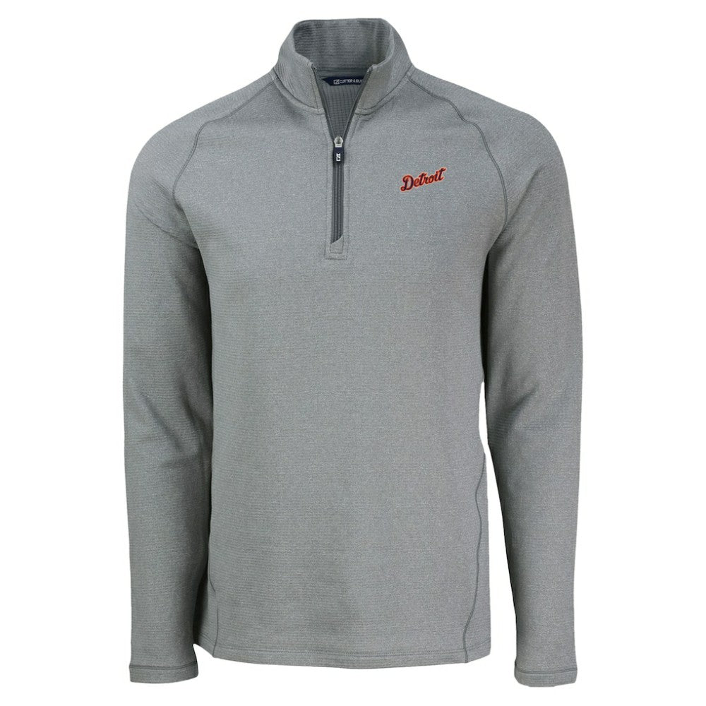 Heather Gray Detroit Tigers Cutter & Buck Peshastin Eco Fleece Recycled Raglan Quarter-Zip Top