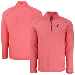 Heather Red Cleveland Guardians Cutter & Buck Peshastin Eco Fleece Recycled Raglan Quarter-Zip Top