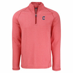 Heather Red Cleveland Guardians Cutter & Buck Peshastin Eco Fleece Recycled Raglan Quarter-Zip Top