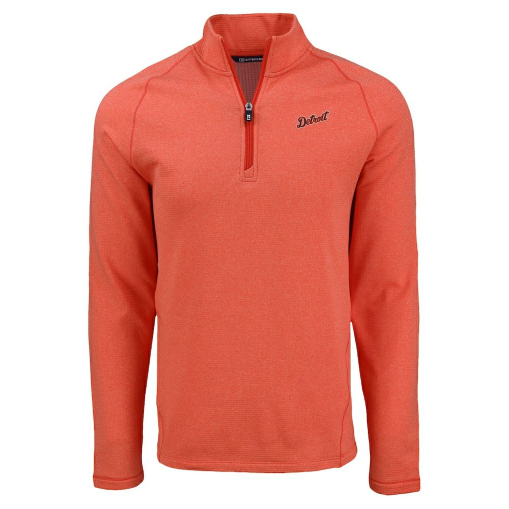 Heather Orange Detroit Tigers Cutter & Buck Peshastin Eco Fleece Recycled Raglan Quarter-Zip Top