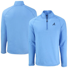 Heather Light Blue Atlanta Braves Cutter & Buck Peshastin Eco Fleece Recycled Raglan Quarter-Zip Top
