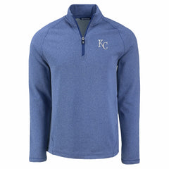 Heather Blue Kansas City Royals Cutter & Buck Peshastin Eco Fleece Recycled Raglan Quarter-Zip Top