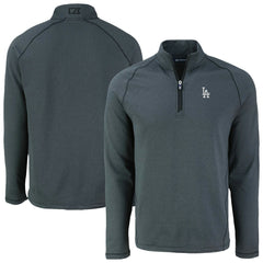 Heather Black Los Angeles Dodgers Cutter & Buck Peshastin Eco Fleece Recycled Raglan Quarter-Zip Top