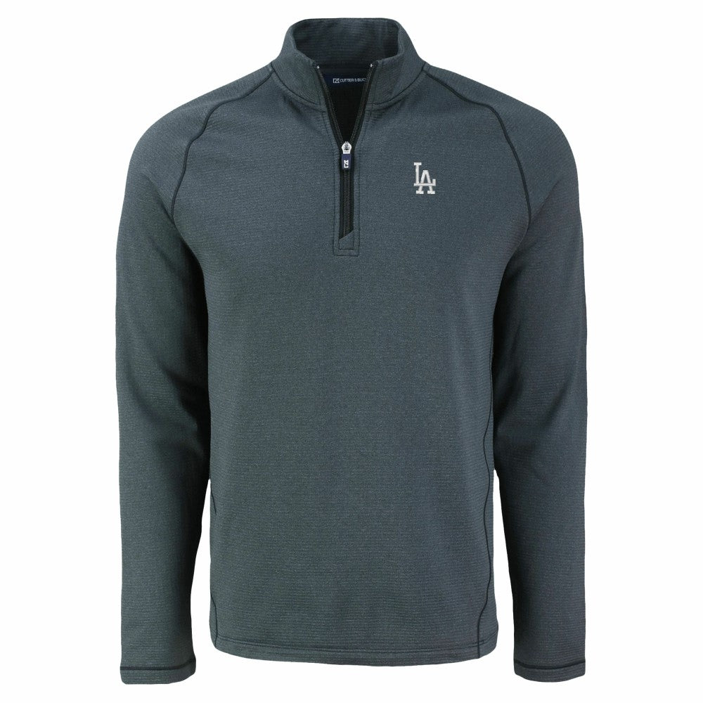 Heather Black Los Angeles Dodgers Cutter & Buck Peshastin Eco Fleece Recycled Raglan Quarter-Zip Top