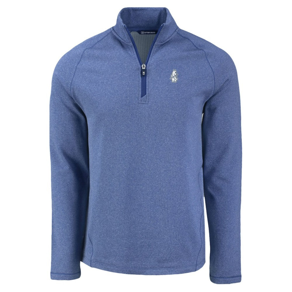 Heather Royal Chicago Cubs Cutter & Buck Peshastin Eco Fleece Recycled Raglan Quarter-Zip Top