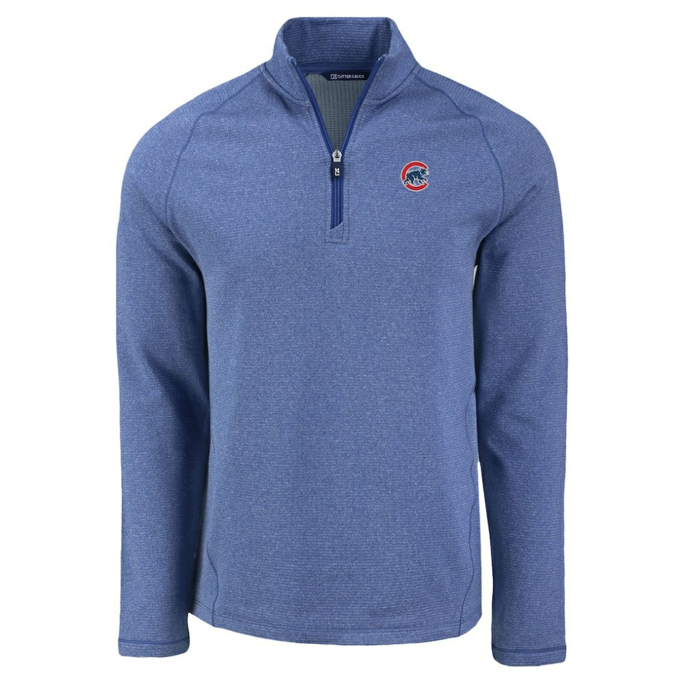 Heather Royal Chicago Cubs Cutter & Buck Peshastin Eco Fleece Recycled Raglan Quarter-Zip Top