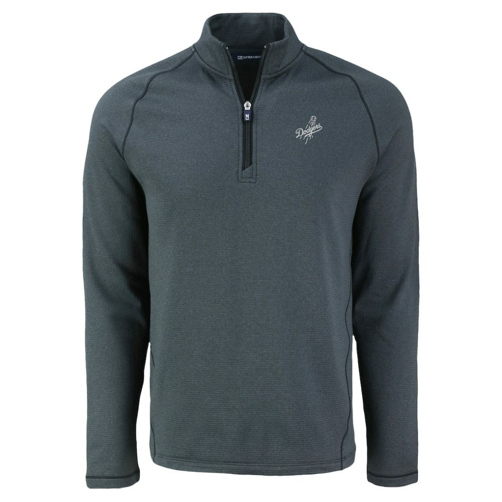 Heather Black Los Angeles Dodgers Cutter & Buck Peshastin Eco Fleece Recycled Raglan Quarter-Zip Top