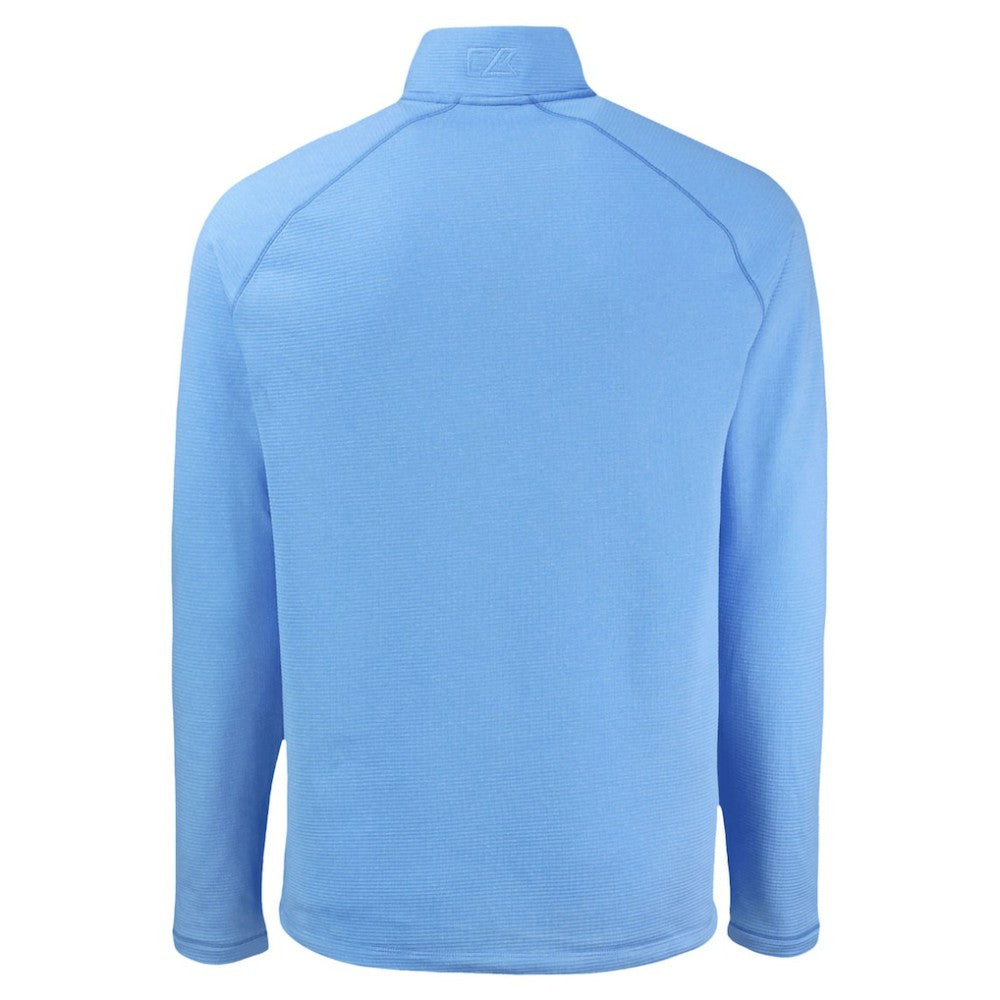 Heather Light Blue Chicago Cubs Cutter & Buck Peshastin Eco Fleece Recycled Raglan Quarter-Zip Top
