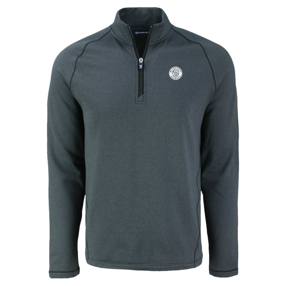 Heather Black Milwaukee Brewers Cutter & Buck Peshastin Eco Fleece Recycled Raglan Quarter-Zip Top