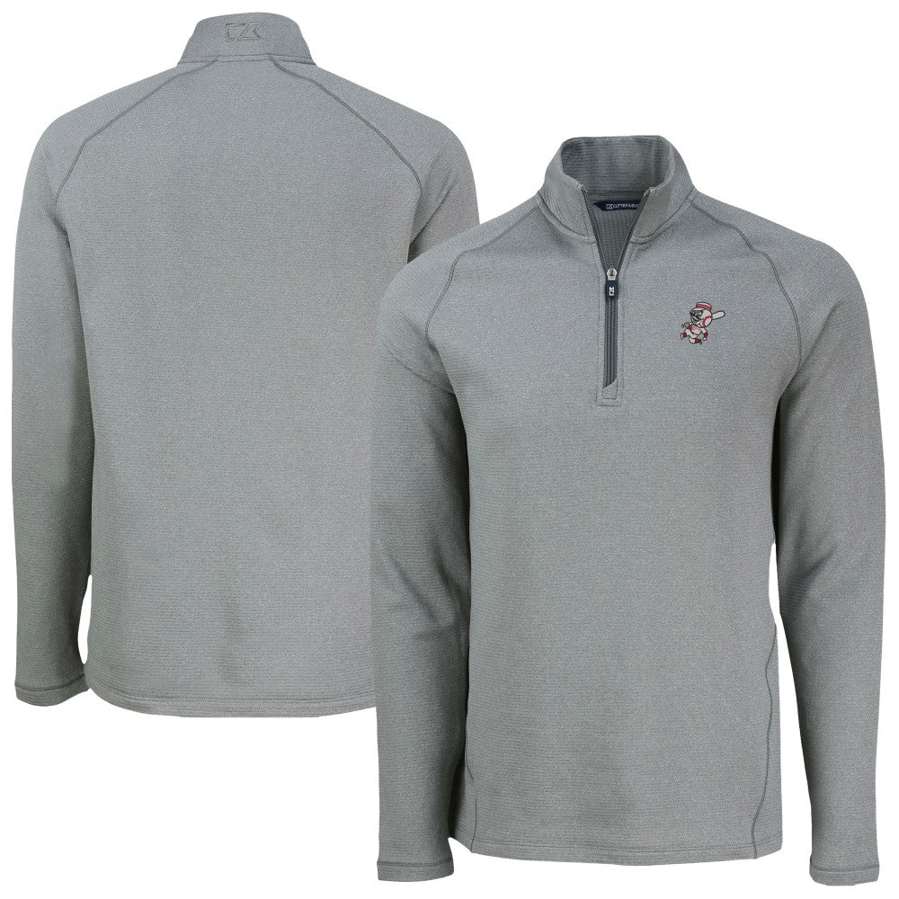 Heather Gray Cincinnati Reds Cutter & Buck Peshastin Eco Fleece Recycled Raglan Quarter-Zip Top