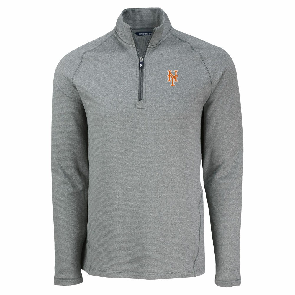Heather Gray New York Mets Cutter & Buck Peshastin Eco Fleece Recycled Raglan Quarter-Zip Top