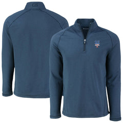 Heather Navy New York Mets Cutter & Buck Peshastin Eco Fleece Recycled Raglan Quarter-Zip Top
