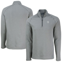 Heather Gray New York Yankees Cutter & Buck Peshastin Eco Fleece Recycled Raglan Quarter-Zip Top