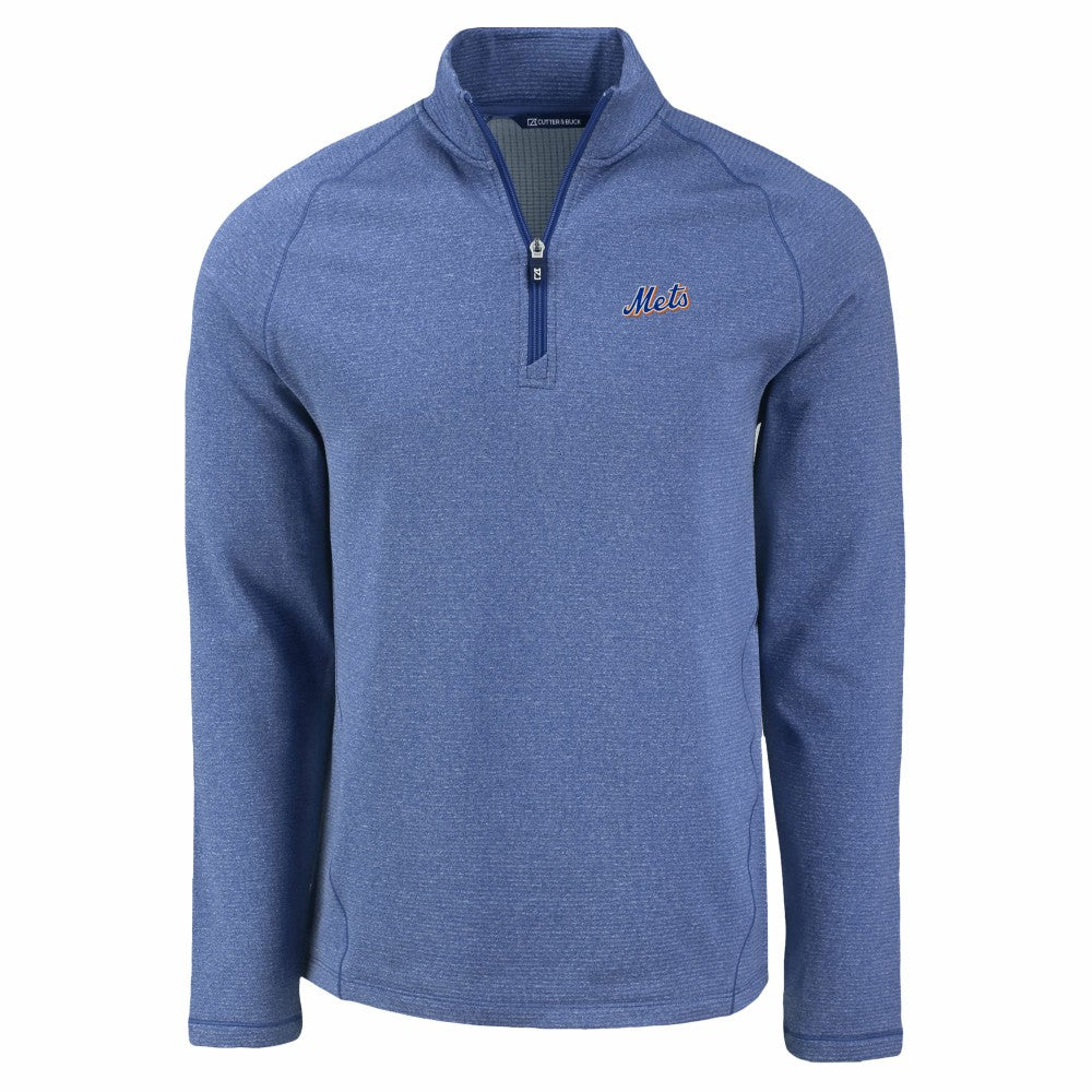 Heather Blue New York Mets Cutter & Buck Peshastin Eco Fleece Recycled Raglan Quarter-Zip Top