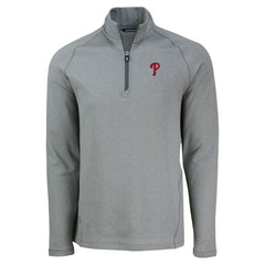 Heather Gray Philadelphia Phillies Cutter & Buck Peshastin Eco Fleece Recycled Raglan Quarter-Zip Top
