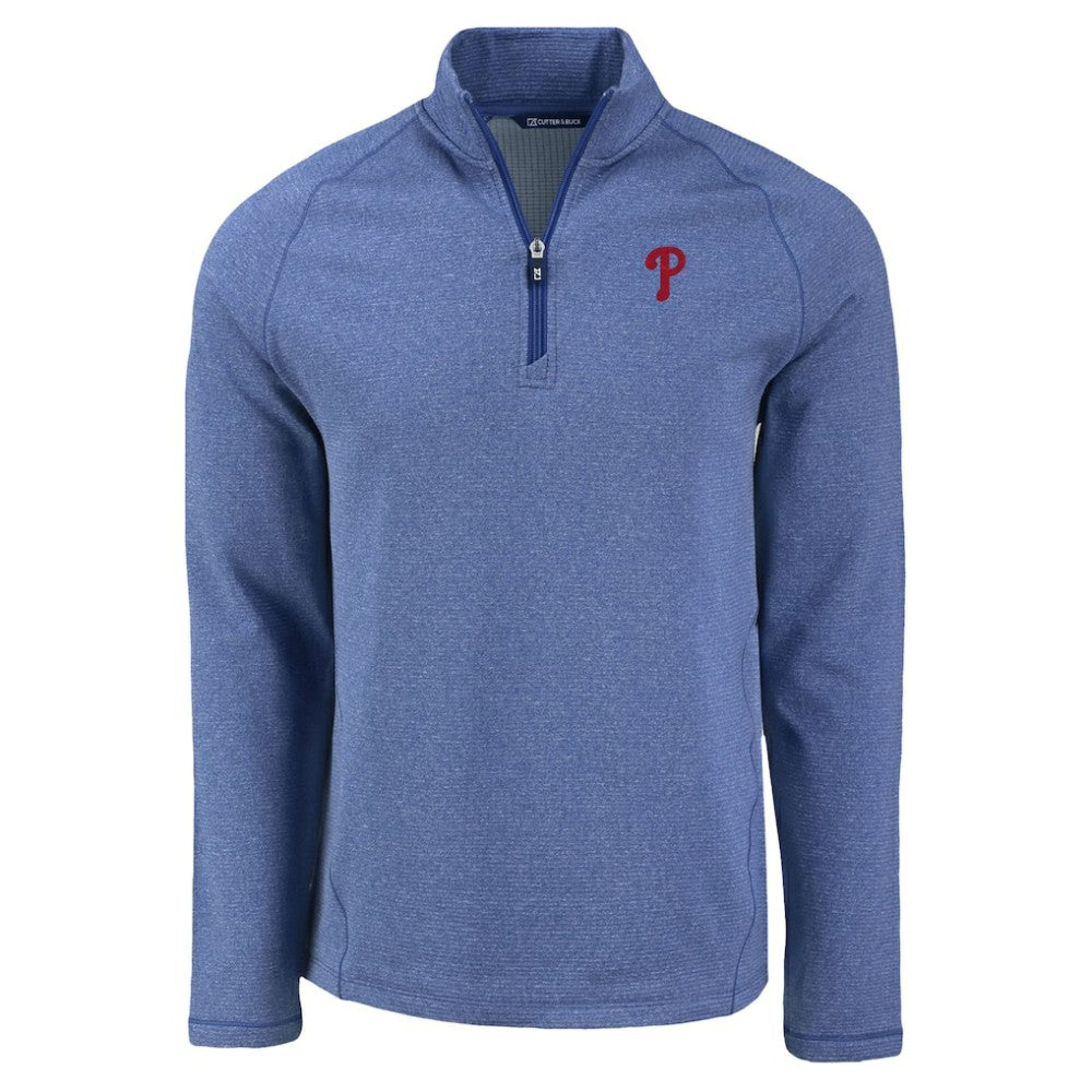 Heather Royal Philadelphia Phillies Cutter & Buck Peshastin Eco Fleece Recycled Raglan Quarter-Zip Top