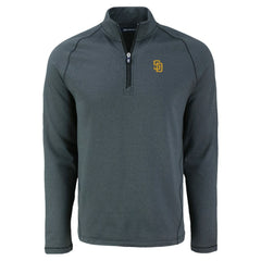 Heather Black San Diego Padres Cutter & Buck Peshastin Eco Fleece Recycled Raglan Quarter-Zip Top