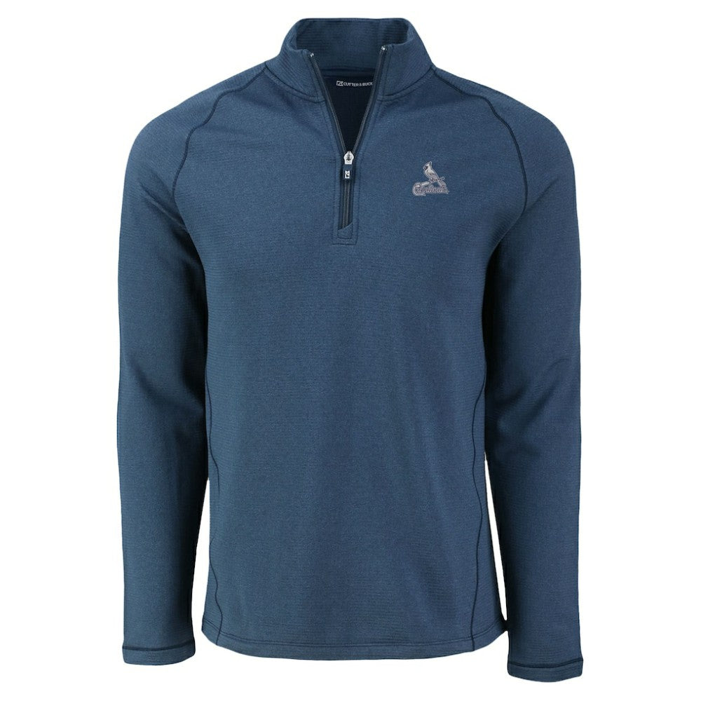 Heather Navy St. Louis Cardinals Cutter & Buck Peshastin Eco Fleece Recycled Raglan Quarter-Zip Top
