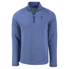 Heather Blue Texas Rangers Cutter & Buck Peshastin Eco Fleece Recycled Raglan Quarter-Zip Top