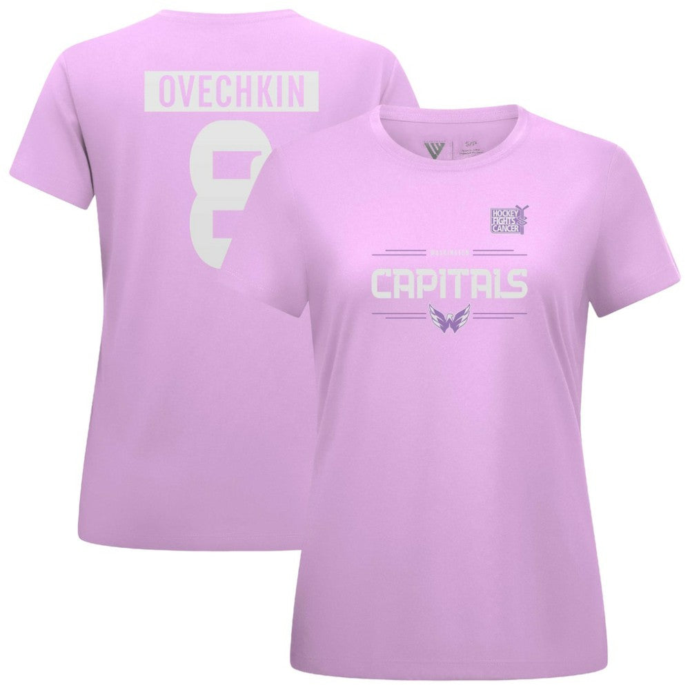 NHL Alexander Ovechkin Washington Capitals Levelwear Women's Hockey Fights Cancer Anthem Name & Number T-Shirt