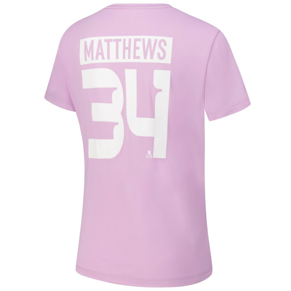 NHL Auston Matthews Toronto Maple Leafs Levelwear Women's Hockey Fights Cancer Anthem Name & Number T-Shirt
