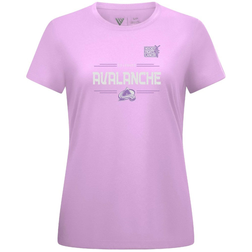 NHL Cale Makar Colorado Avalanche Levelwear Women's Hockey Fights Cancer Anthem Name & Number T-Shirt