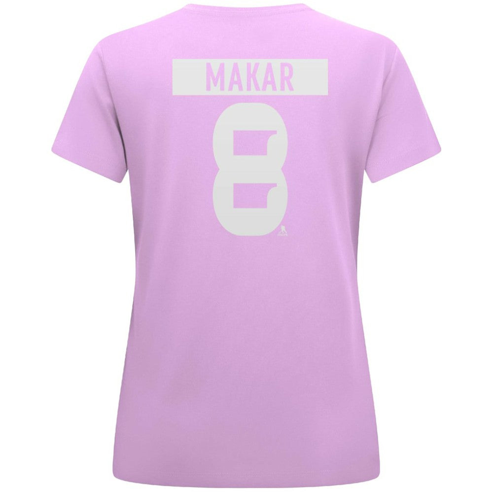NHL Cale Makar Colorado Avalanche Levelwear Women's Hockey Fights Cancer Anthem Name & Number T-Shirt
