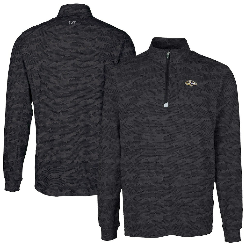 Cutter & Buck Traverse Camo Print Stretch Quarter-Zip Top - Baltimore Ravens Tops