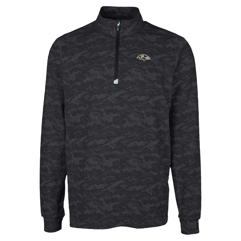 Cutter & Buck Traverse Camo Print Stretch Quarter-Zip Top - Baltimore Ravens Tops