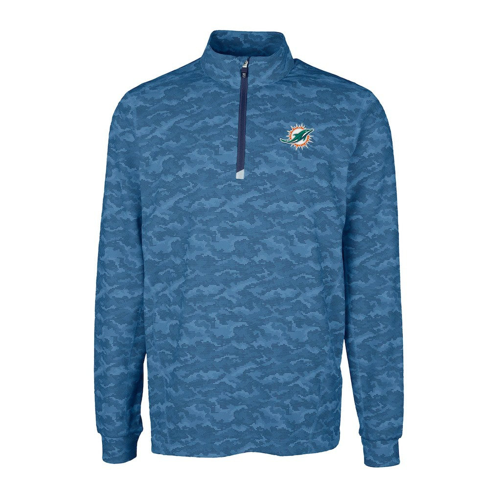 Cutter & Buck Traverse Camo Print Stretch Quarter-Zip Top - Miami Dolphins Tops