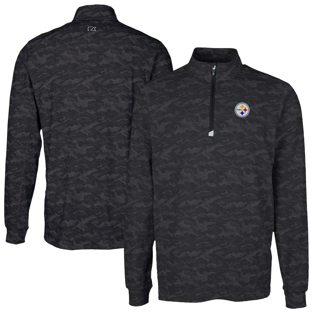 Cutter & Buck Traverse Camo Print Stretch Quarter-Zip Top - Pittsburgh Steelers Tops