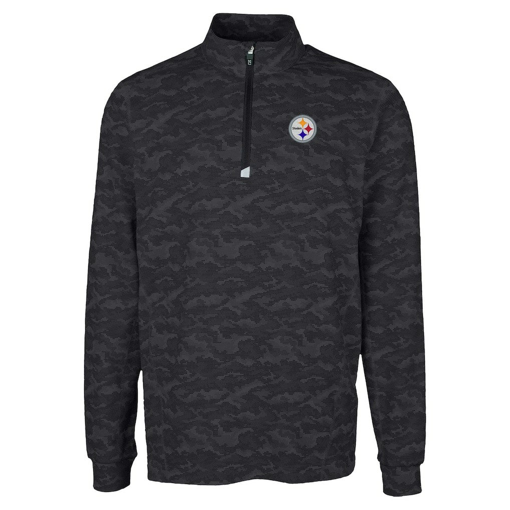Cutter & Buck Traverse Camo Print Stretch Quarter-Zip Top - Pittsburgh Steelers Tops