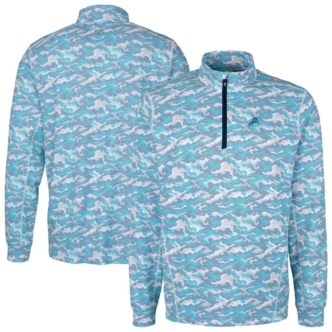 Cutter & Buck Traverse Camo Print Stretch Quarter-Zip Pullover Top - Detroit Lions Pullover