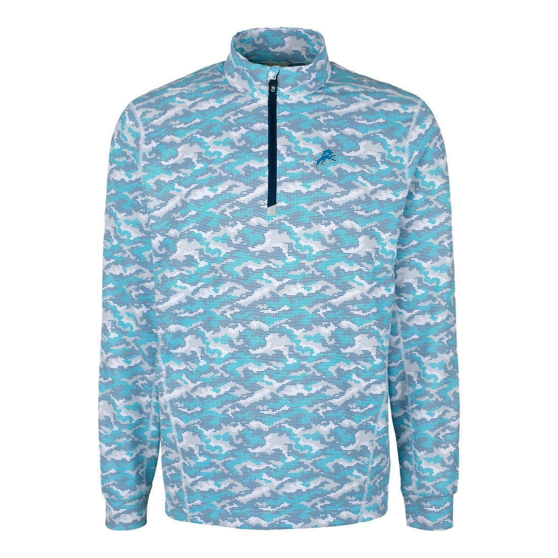 Cutter & Buck Traverse Camo Print Stretch Quarter-Zip Pullover Top - Detroit Lions Pullover