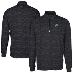 Cutter & Buck Traverse Camo Print Stretch Quarter-Zip Top - Detroit Lions Tops