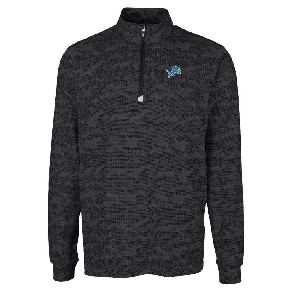 Cutter & Buck Traverse Camo Print Stretch Quarter-Zip Top - Detroit Lions Tops
