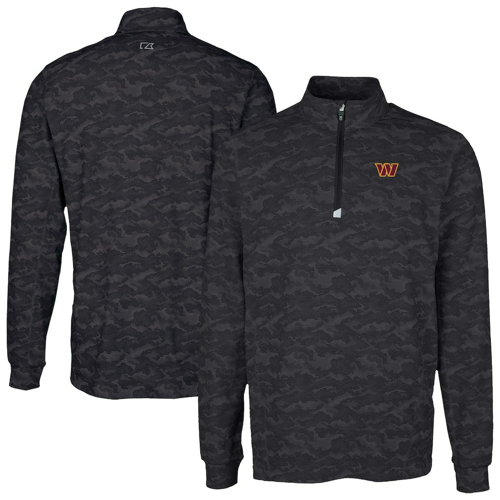 Cutter & Buck Traverse Camo Print Stretch Quarter-Zip Top - Washington Commanders Tops