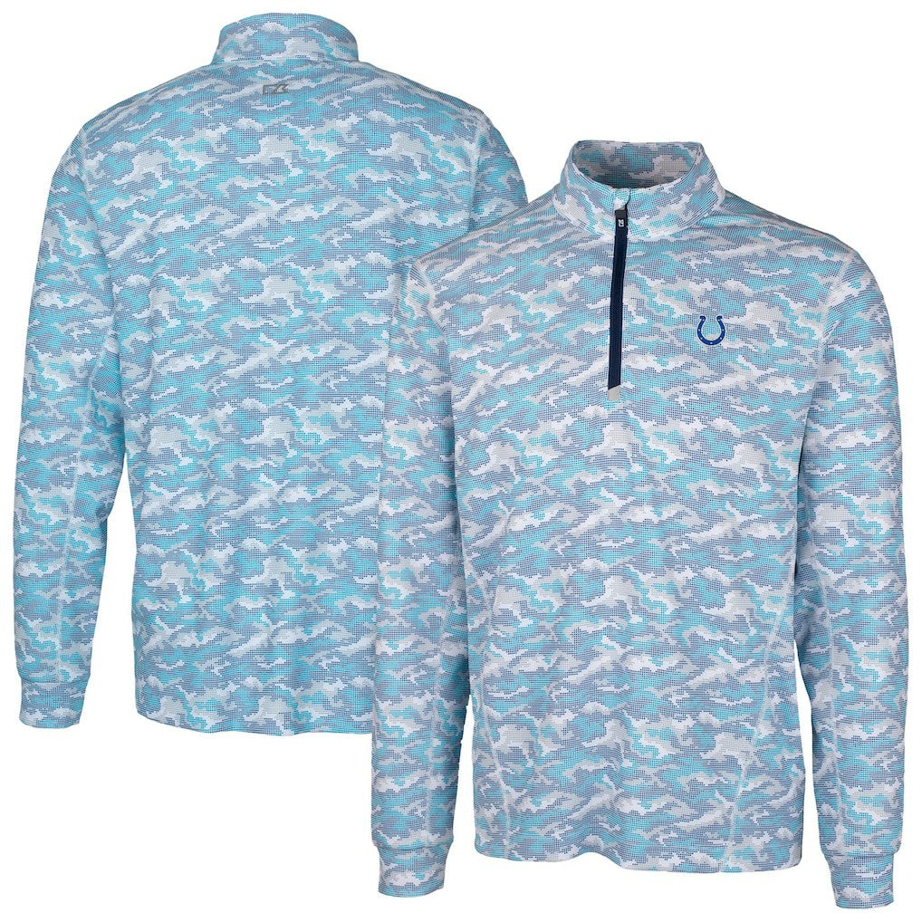Cutter & Buck Traverse Camo Print Stretch Quarter-Zip Pullover Top - Indianapolis Colts Pullover