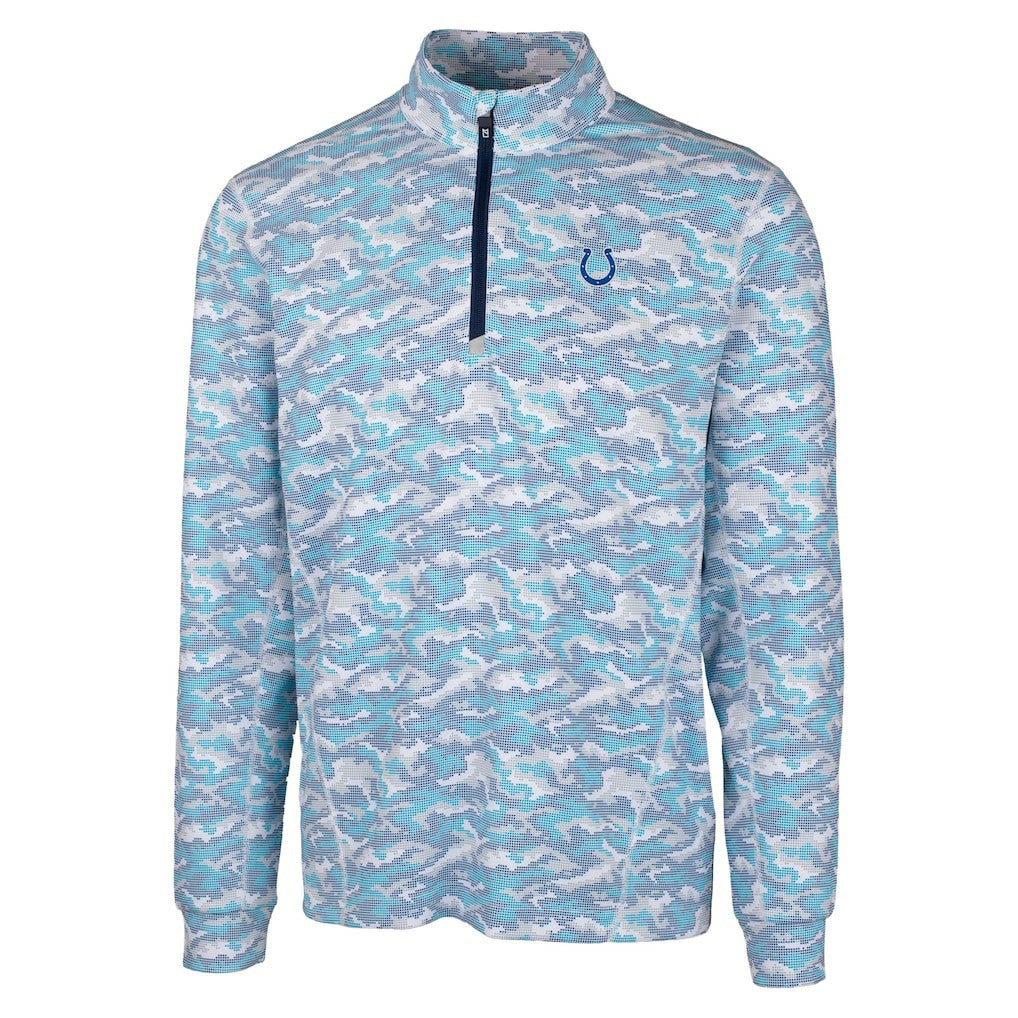 Cutter & Buck Traverse Camo Print Stretch Quarter-Zip Pullover Top - Indianapolis Colts Pullover