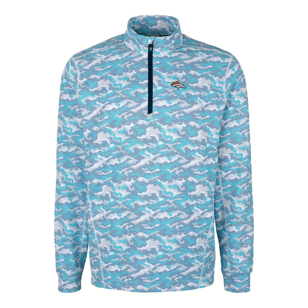 Cutter & Buck Traverse Camo Print Stretch Quarter-Zip Pullover Top - Denver Broncos Pullover