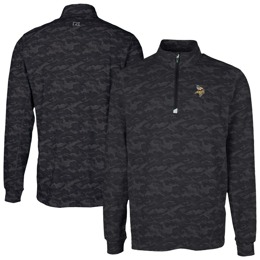 Cutter & Buck Traverse Camo Print Stretch Quarter-Zip Top - Minnesota Vikings Tops