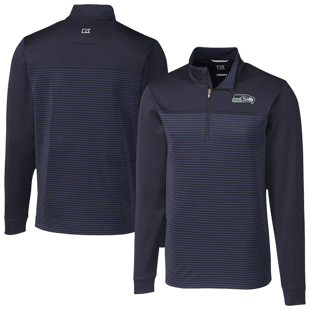 Cutter & Buck Traverse Stripe Stretch DryTec Quarter-Zip Top - Seattle Seahawks Tops