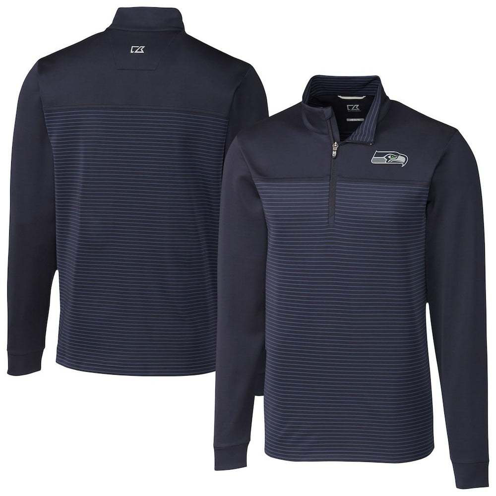 Cutter & Buck Traverse Stripe Stretch DryTec Quarter-Zip Top - Seattle Seahawks Tops