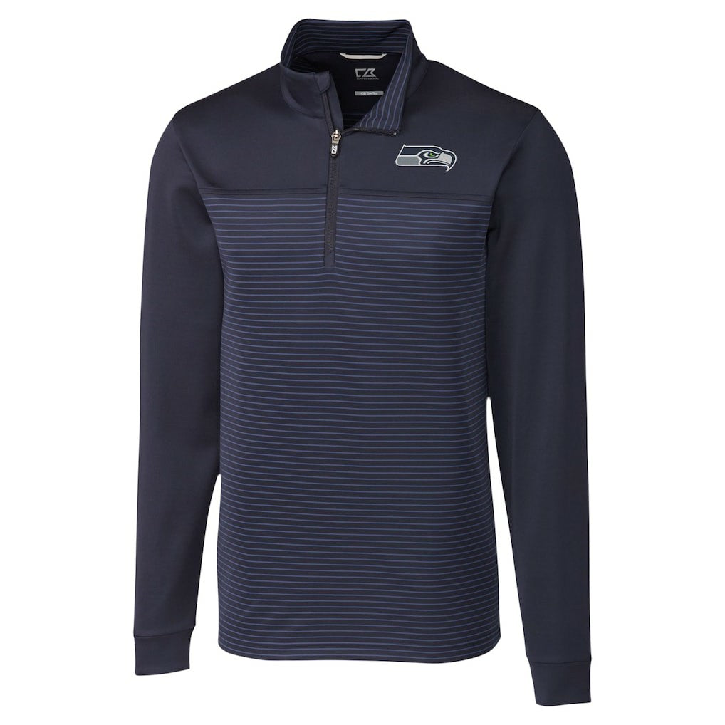 Cutter & Buck Traverse Stripe Stretch DryTec Quarter-Zip Top - Seattle Seahawks Tops