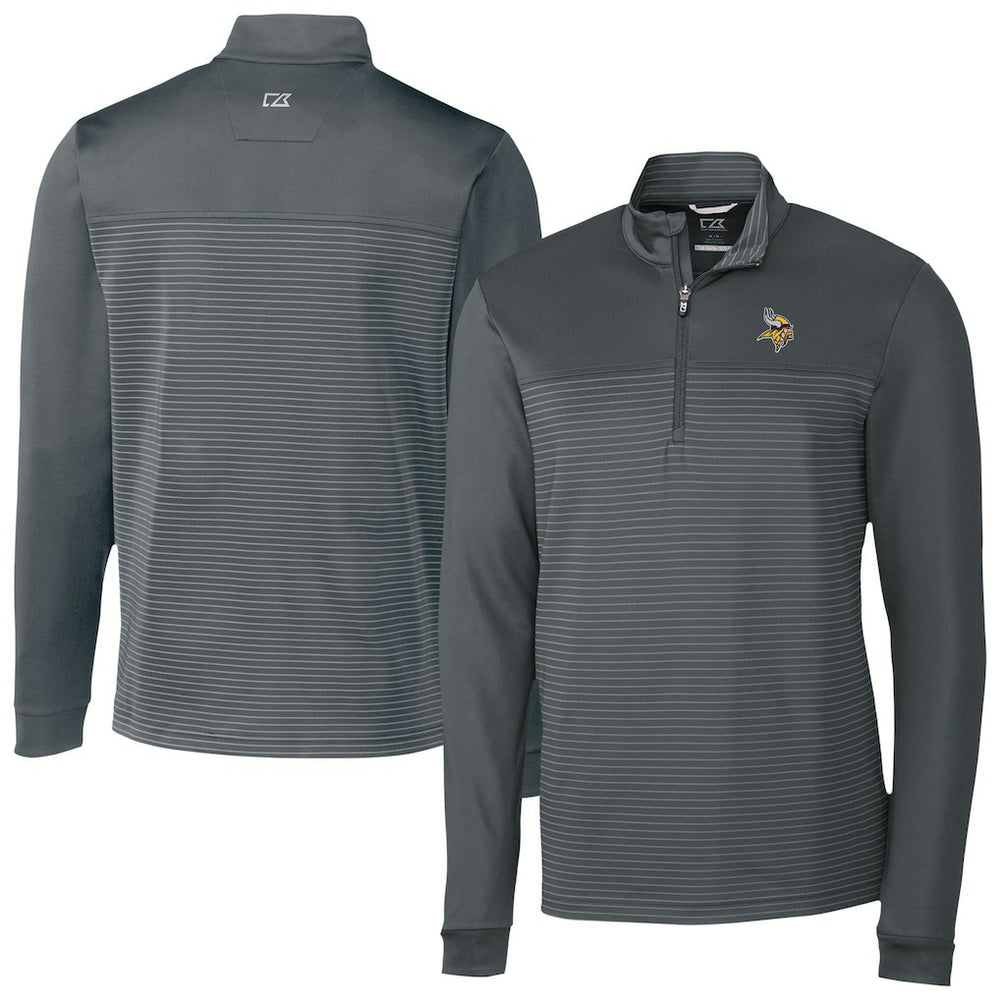 Cutter & Buck Traverse Stripe Stretch DryTec Quarter-Zip Top - Minnesota Vikings Tops