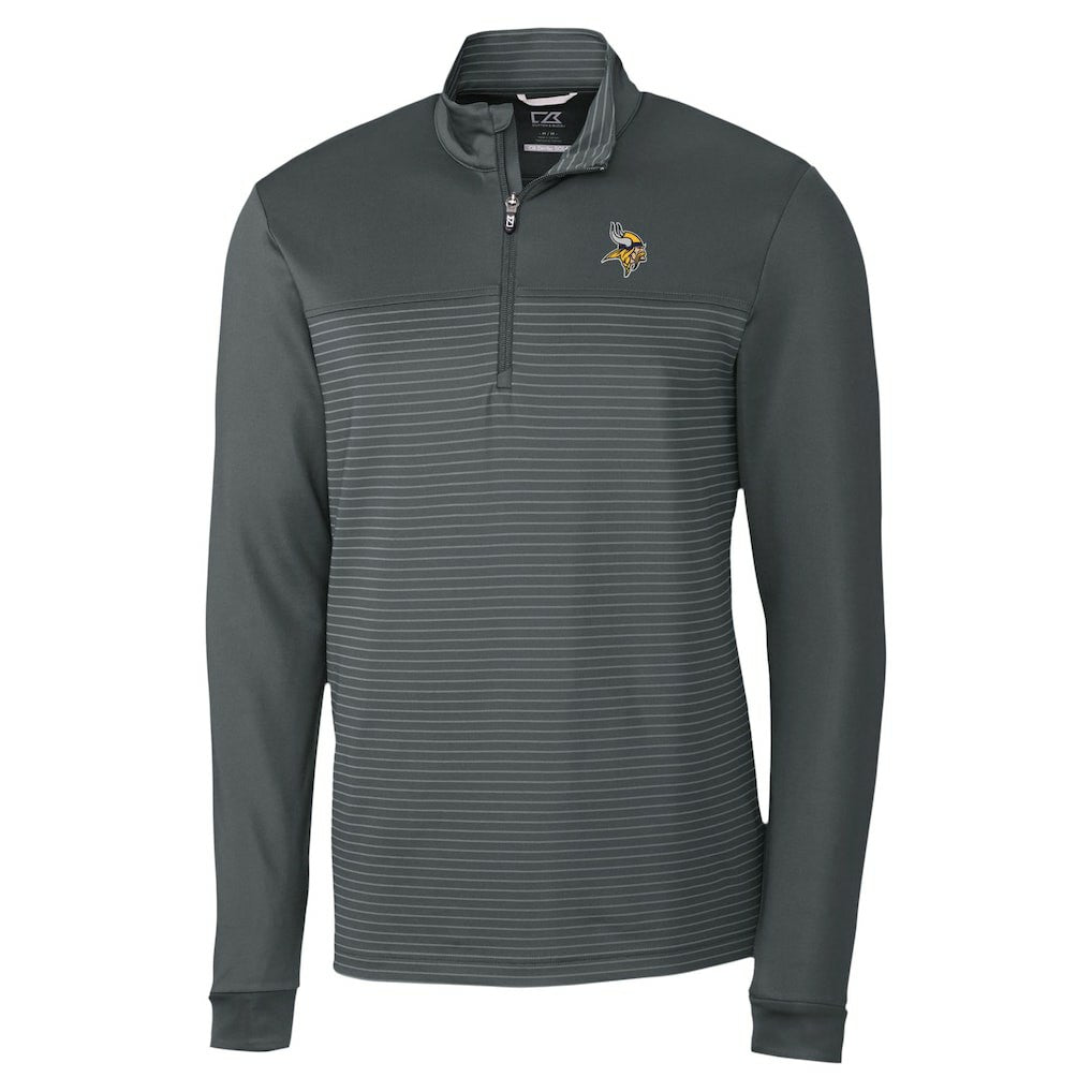 Cutter & Buck Traverse Stripe Stretch DryTec Quarter-Zip Top - Minnesota Vikings Tops