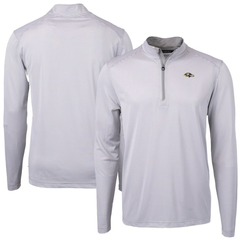 Cutter & Buck Virtue Eco Pique Micro Stripe Quarter-Zip Jacket - Baltimore Ravens Jackets