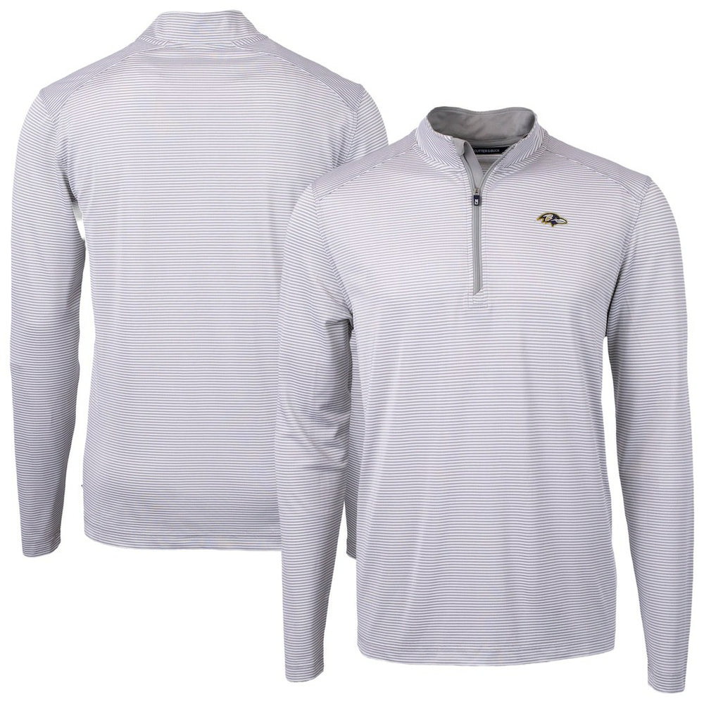 Cutter & Buck Virtue Eco Pique Micro Stripe Quarter-Zip Jacket - Baltimore Ravens Jackets