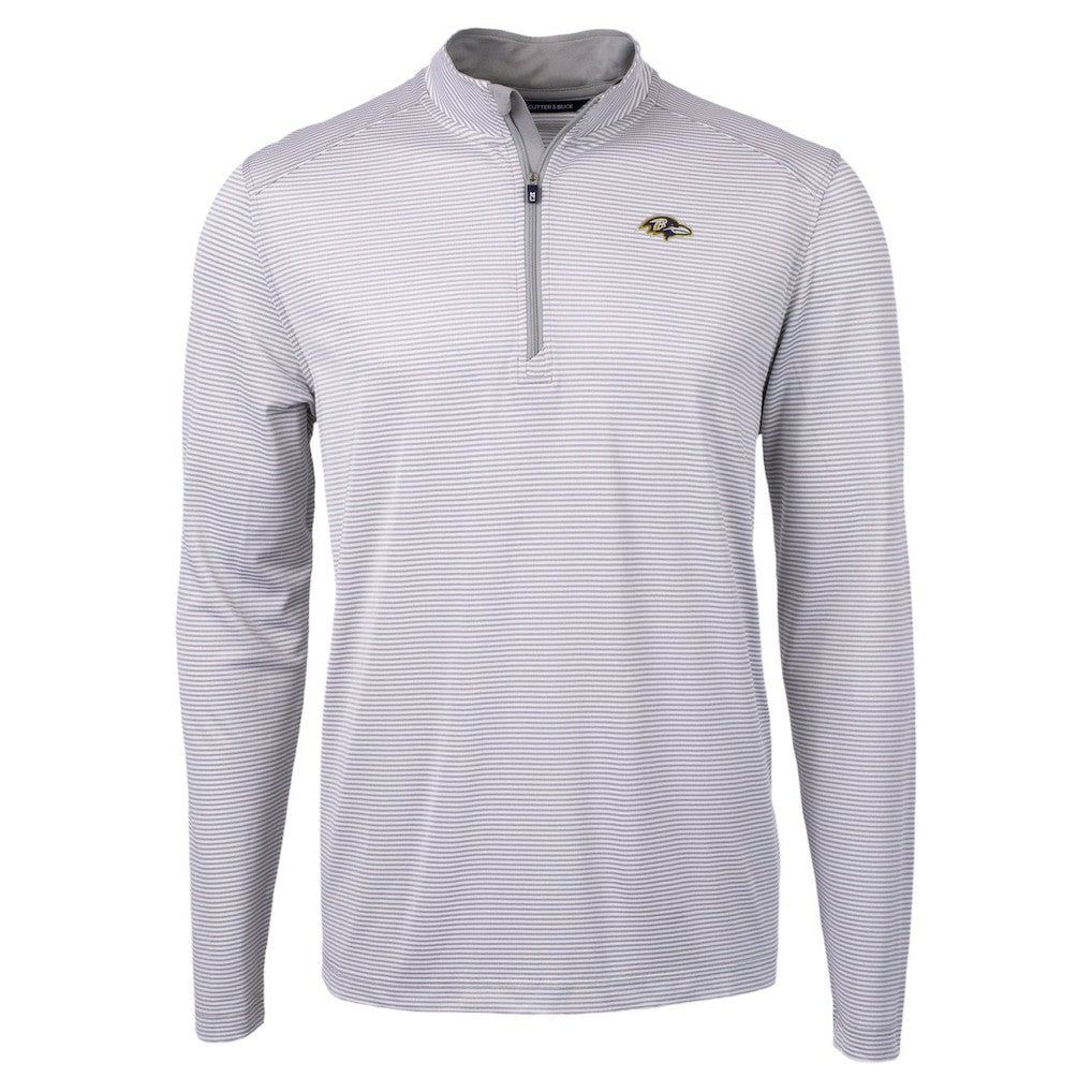 Cutter & Buck Virtue Eco Pique Micro Stripe Quarter-Zip Jacket - Baltimore Ravens Jackets