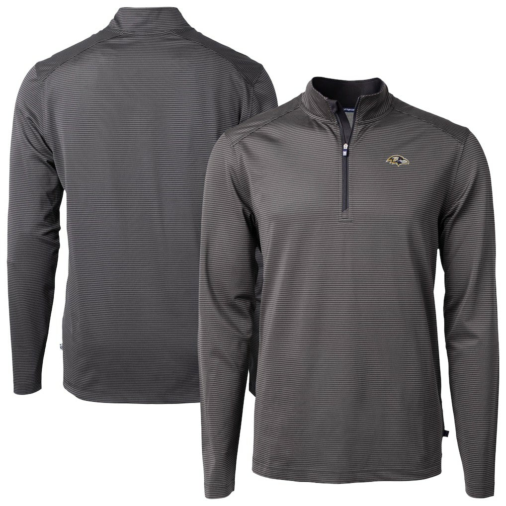 Cutter & Buck Virtue Eco Pique Micro Stripe Quarter-Zip Jacket - Baltimore Ravens Jackets